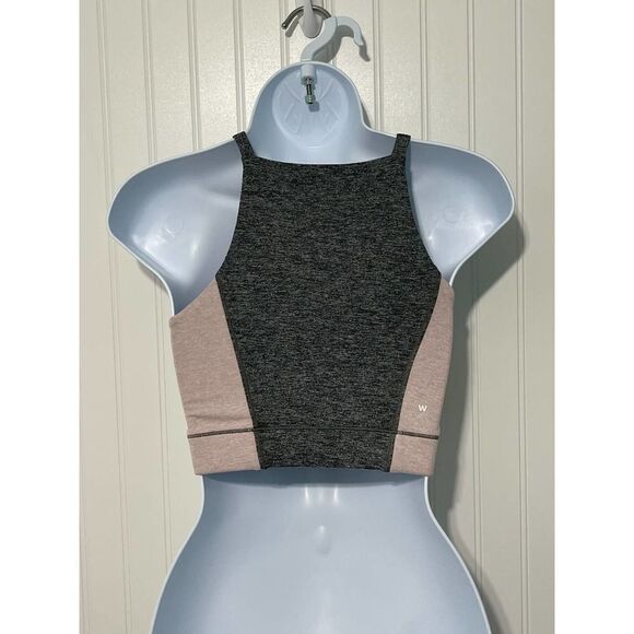 We Over Me Bandier Wip Crop Top Tank Top Colorblock Dark Grey Shale Pink XS - Picture 4 of 10